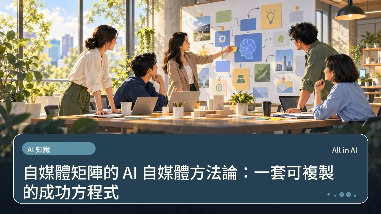 自媒體矩陣的 AI 自媒體方法論：一套可複製的成功方程式主題插畫