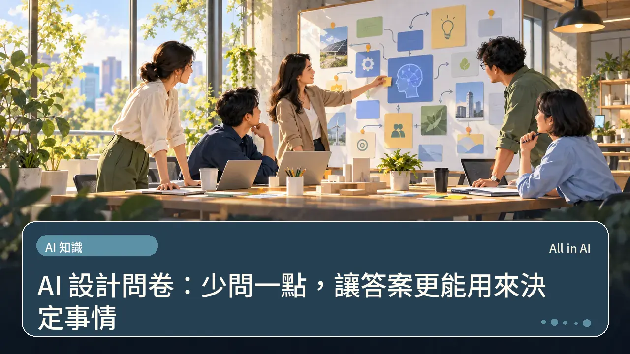 AI 設計問卷：少問一點，讓答案更能用來決定事情主題插畫