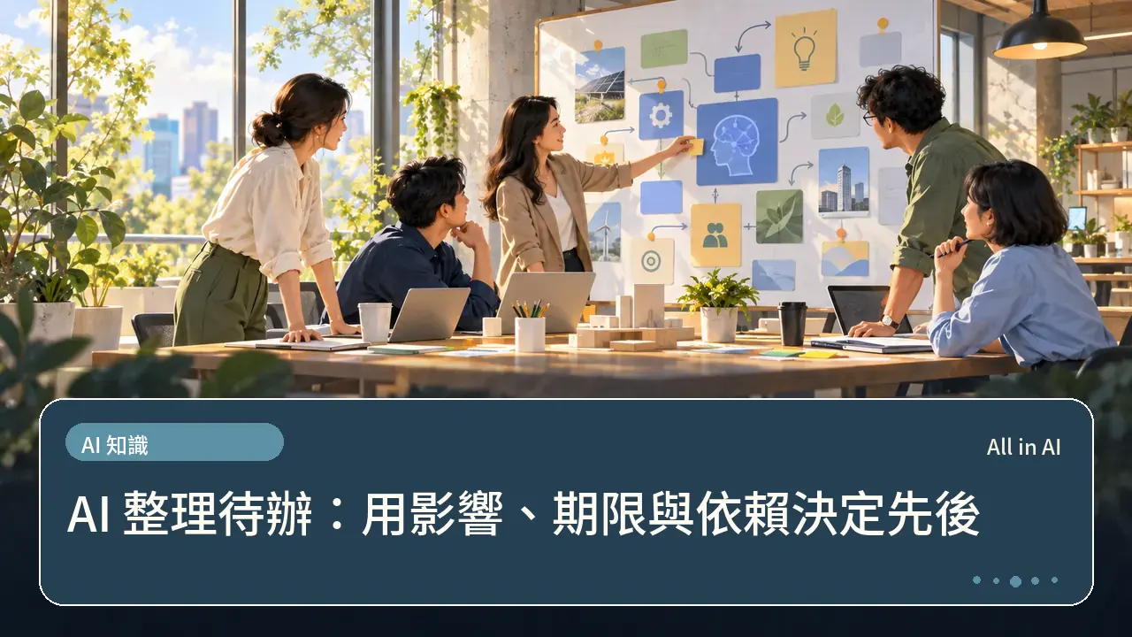 AI 整理待辦：用影響、期限與依賴決定先後主題插畫