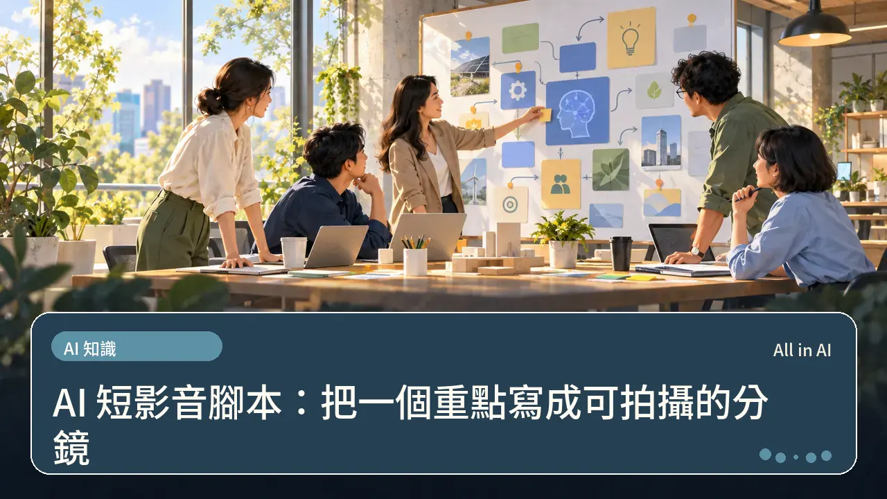 AI 短影音腳本：把一個重點寫成可拍攝的分鏡主題插畫
