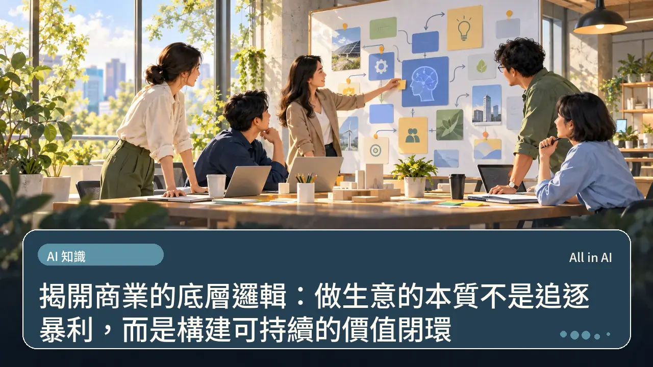 揭開商業的底層邏輯：做生意的本質不是追逐暴利，而是構建可持續的價值閉環主題插畫