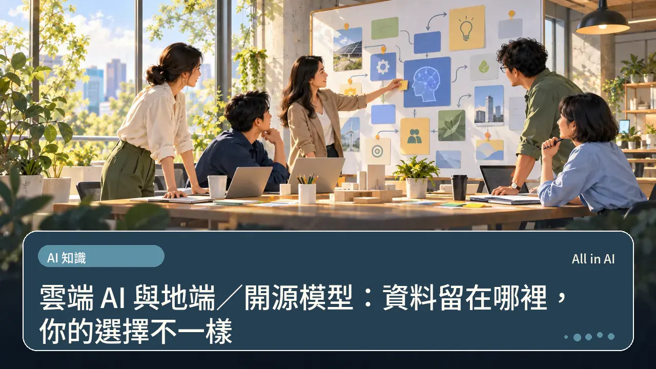 雲端 AI 與地端/開源模型:資料留在哪裡,你的選擇不一樣主題插畫