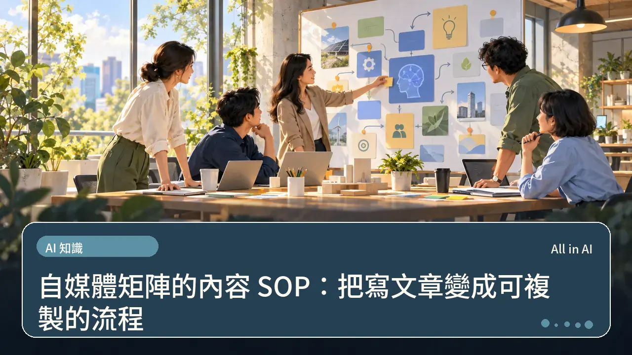自媒體矩陣的內容 SOP：把寫文章變成可複製的流程主題插畫