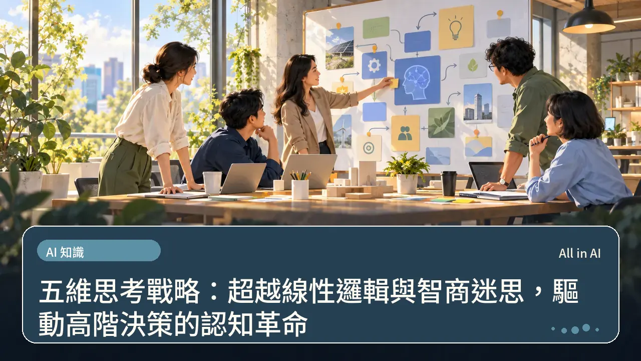五維思考戰略：超越線性邏輯與智商迷思，驅動高階決策的認知革命主題插畫