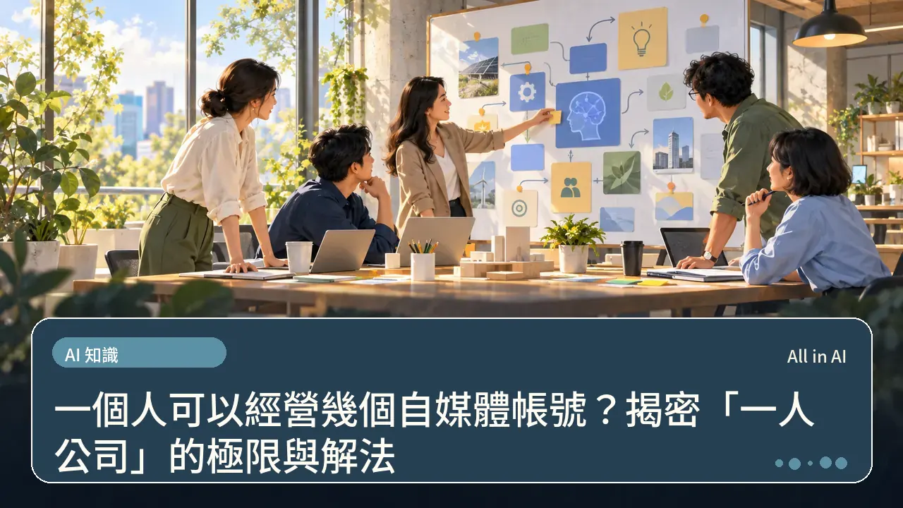 一個人可以經營幾個自媒體帳號?揭密「一人公司」的極限與解法主題插畫
