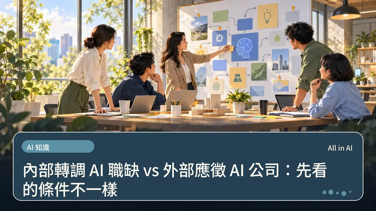 內部轉調 AI 職缺 vs 外部應徵 AI 公司:先看的條件不一樣主題插畫