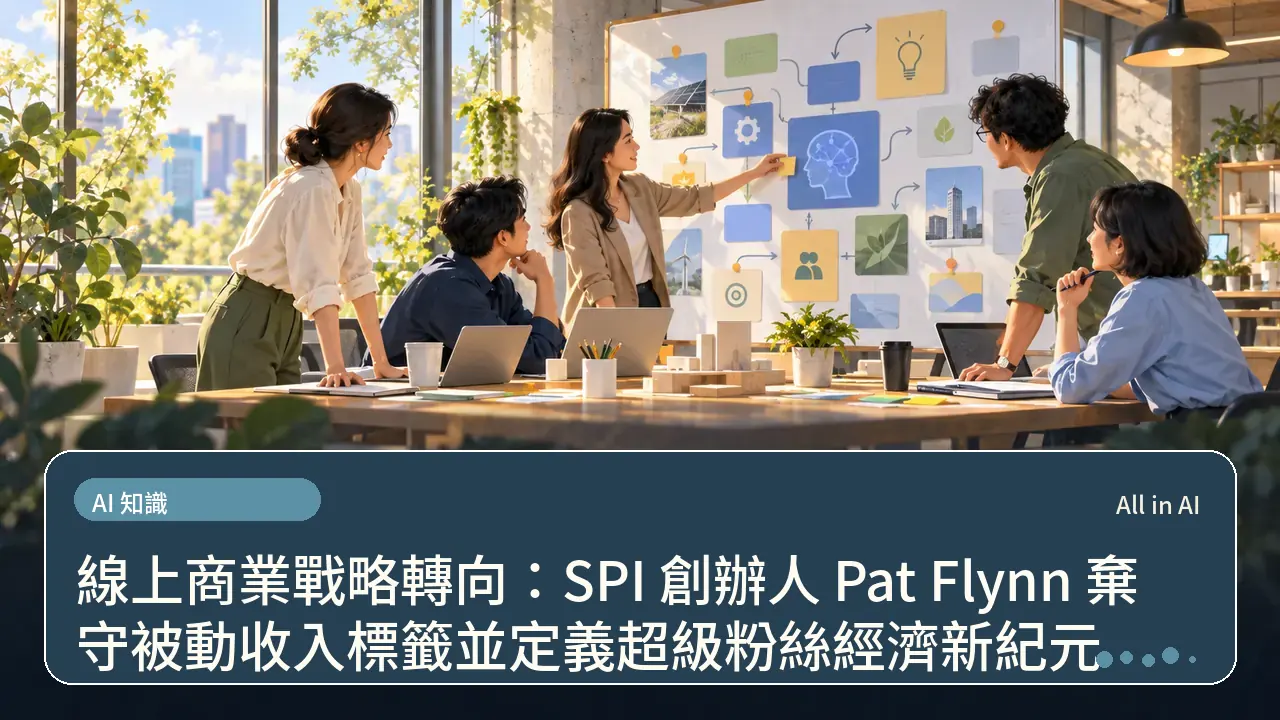 線上商業戰略轉向:SPI 創辦人 Pat Flynn 棄守被動收入標籤並定義超級粉絲經濟新紀元主題插畫