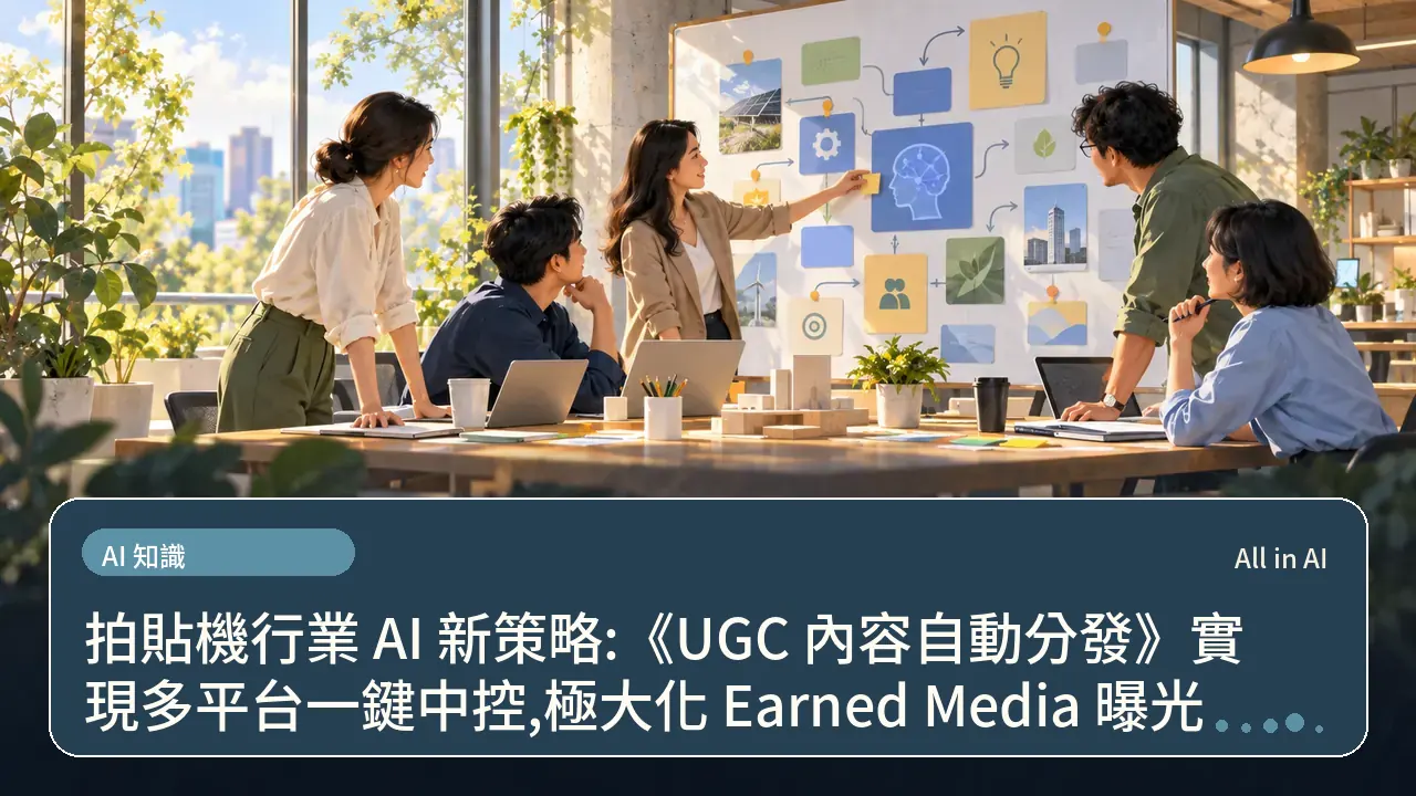 拍貼機行業 AI 新策略:《UGC 內容自動分發》實現多平台一鍵中控,極大化 Earned Media 曝光主題插畫