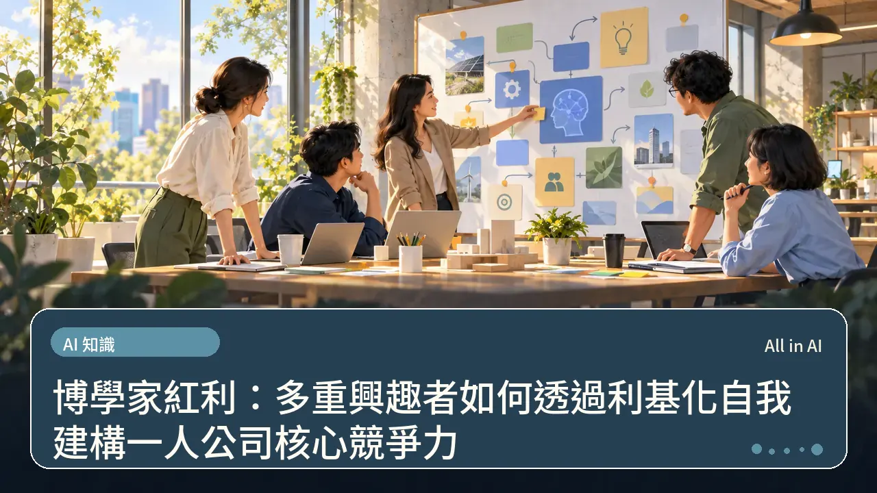 博學家紅利：多重興趣者如何透過利基化自我建構一人公司核心競爭力主題插畫