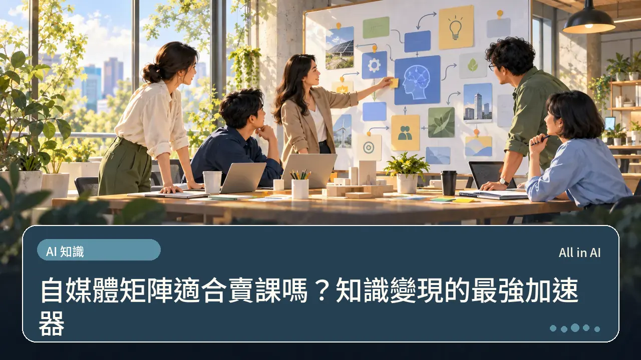 自媒體矩陣適合賣課嗎?知識變現的最強加速器主題插畫