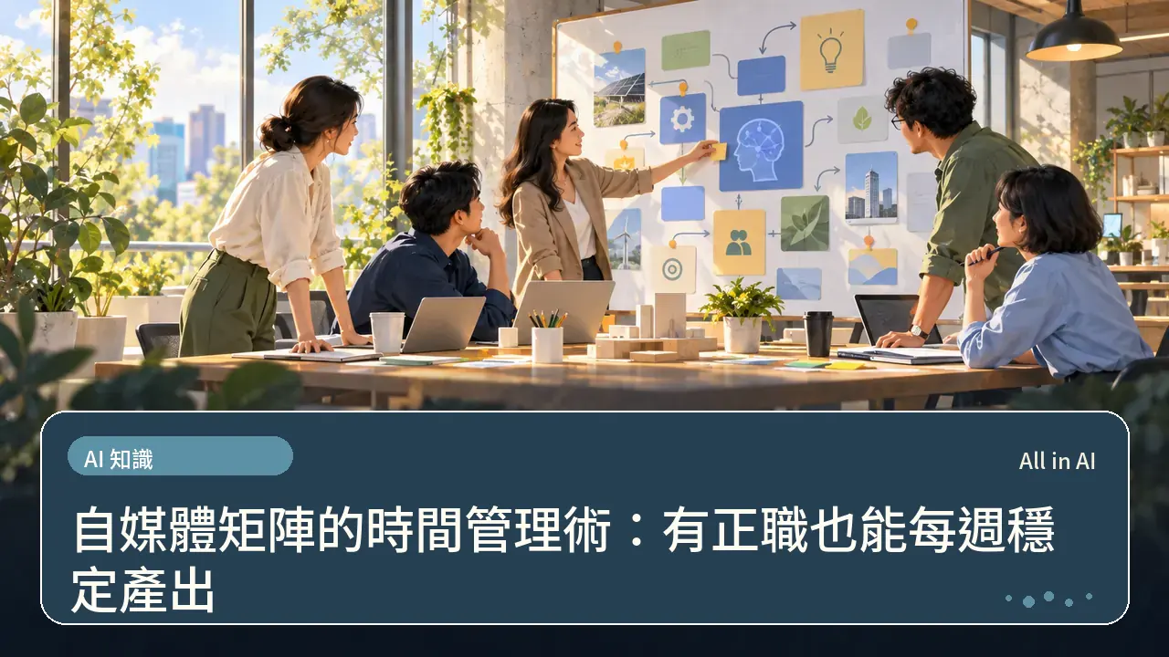 自媒體矩陣的時間管理術：有正職也能每週穩定產出主題插畫