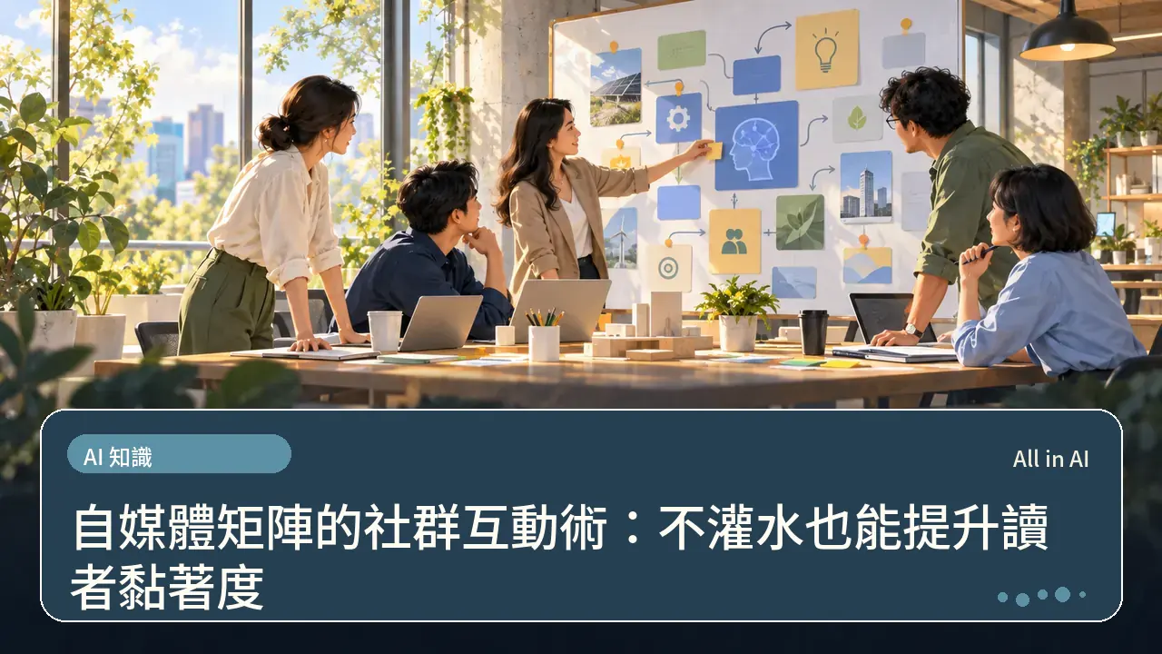自媒體矩陣的社群互動術：不灌水也能提升讀者黏著度主題插畫