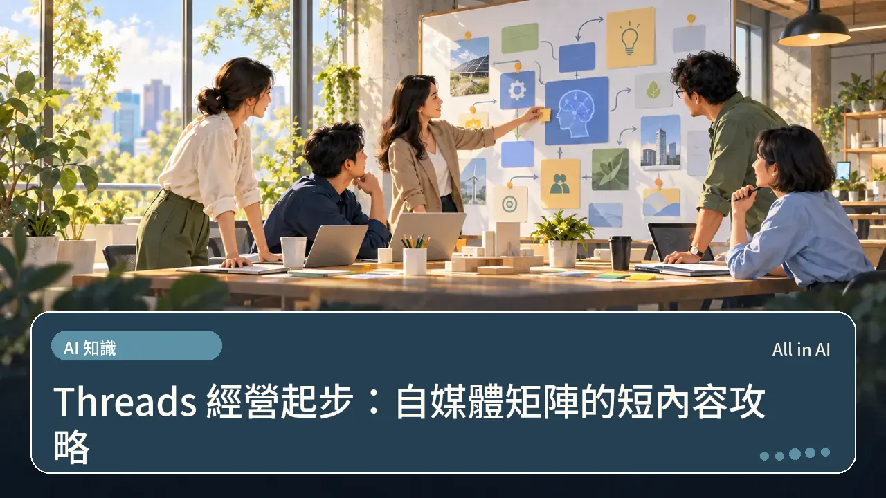 Threads 經營起步:自媒體矩陣的短內容攻略主題插畫